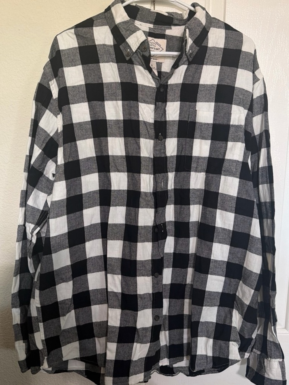 St. John's Bay Black & White Buffalo Plaid Button-Down Shirt